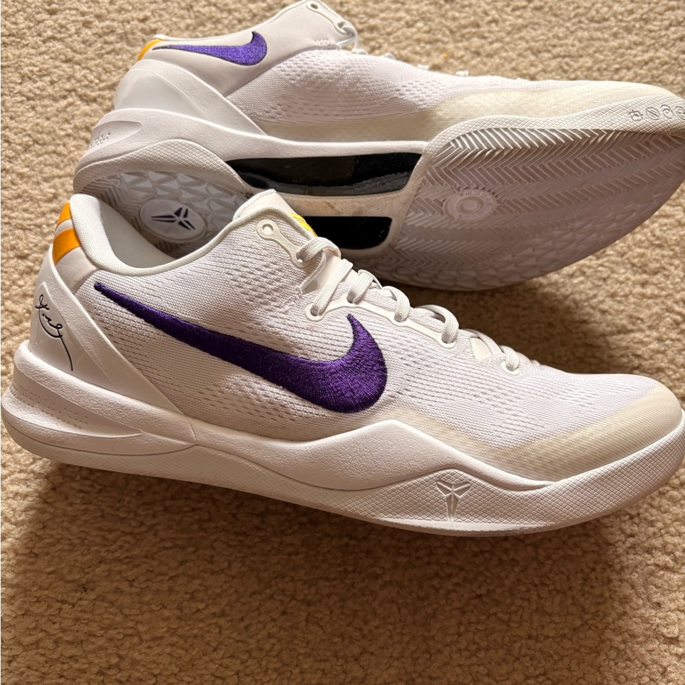 Nike White and Purple Men's Shoes